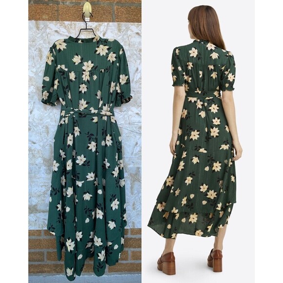 Draper James Naomi Wrap Dress in Shimmer Magnolia size 14 - Picture 2 of 12